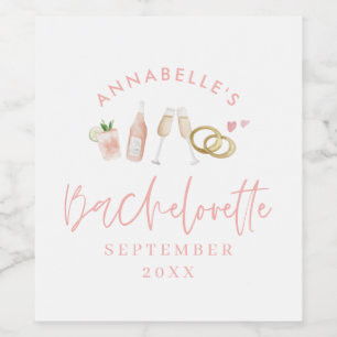 Pink girly modern Sparkling Wine bachelorette styl Label