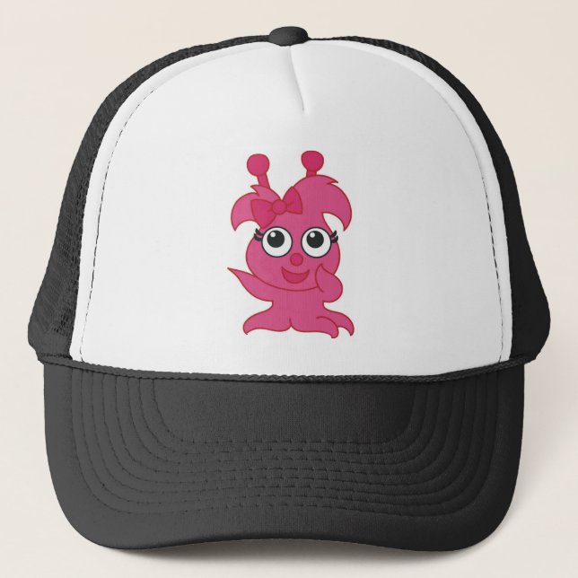 Pink Girly Monster Trucker Hat (Front)
