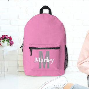 Pink Girly Name Printed Backpack