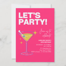 Pink Girly Party Modern 30th Birthday Invitation