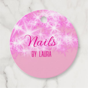 Pink girly pastel glitter nails add name website q favour tags