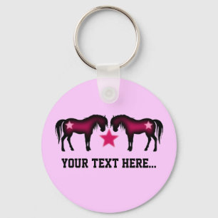 Pink Girly Personalized Horse Keychain