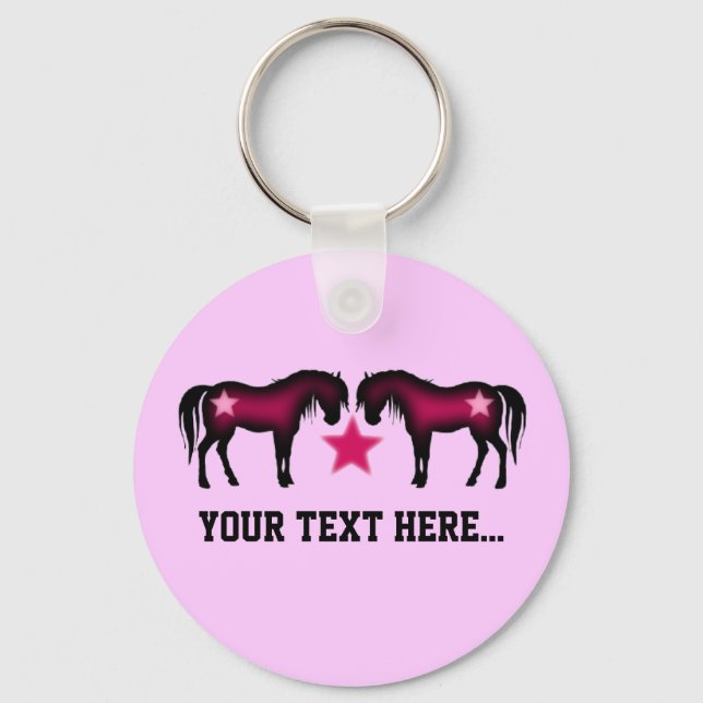 Pink Girly Personalized Horse Keychain (Front)
