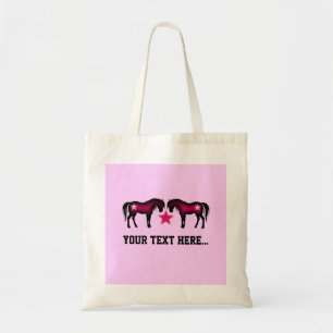 Pink Girly Personalized Horse Tote Bag