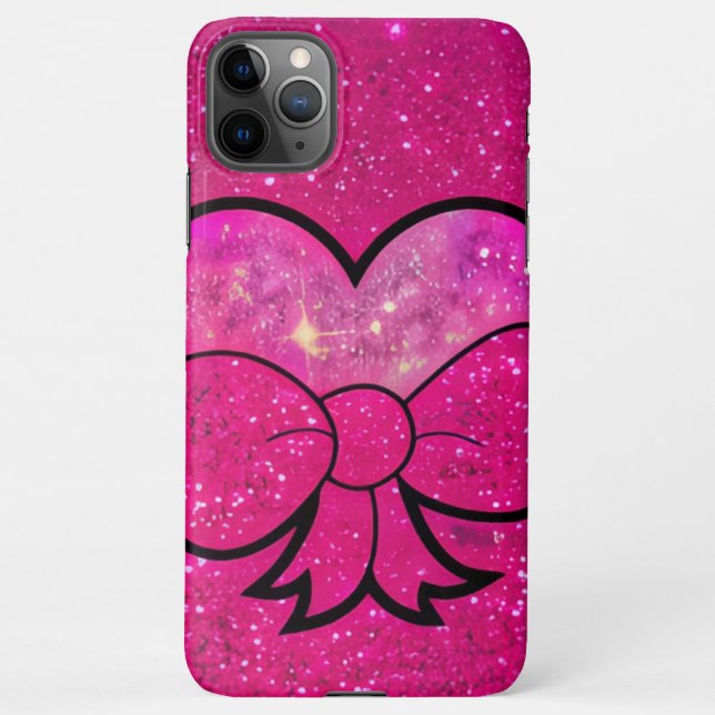 pink girly phone case/ dazzling heart iPhone case (Back)