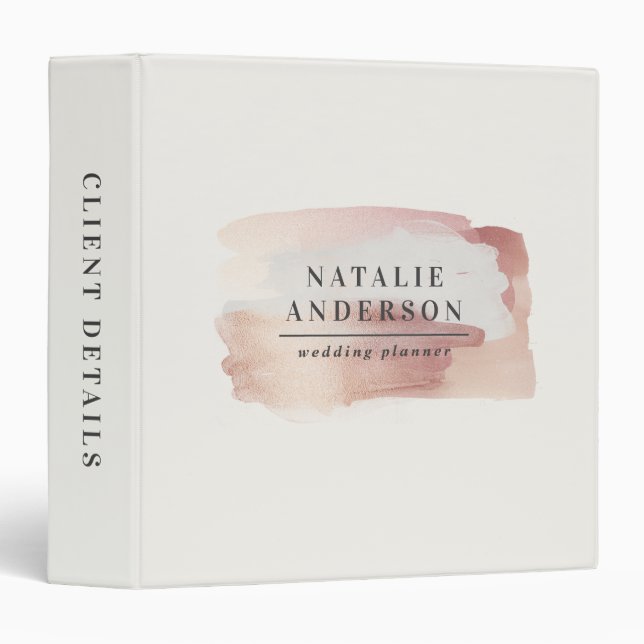 Pink girly rose gold modern stylish elegant binder (Front/Spine)