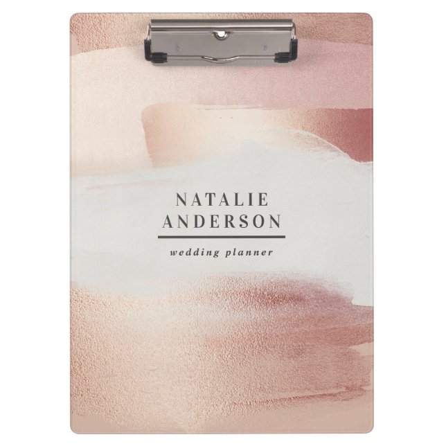 Pink girly rose gold modern stylish elegant clipboard (Front)