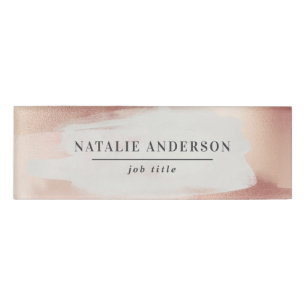 Pink girly rose gold modern stylish name tag