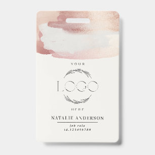 Pink girly rose gold modern stylish your logo badge