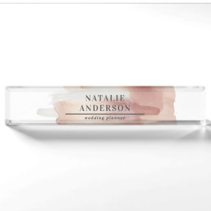 Pink girly rose modern stylish nameplate