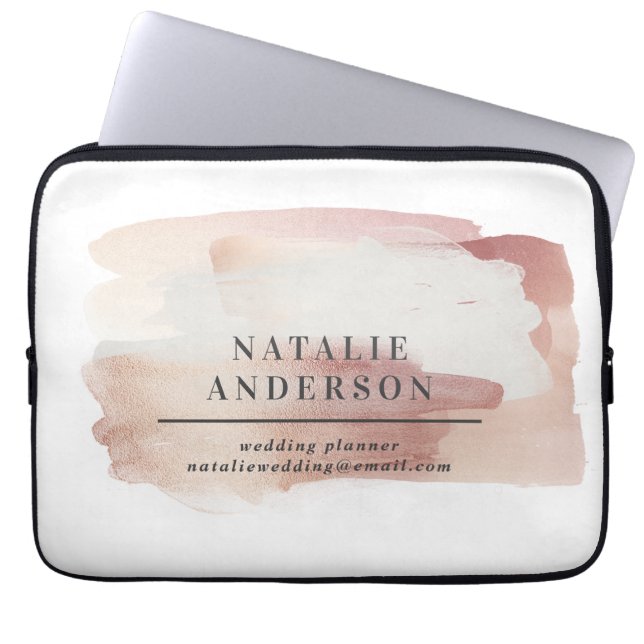 Pink girly rose personalised modern stylish  laptop sleeve (Front)