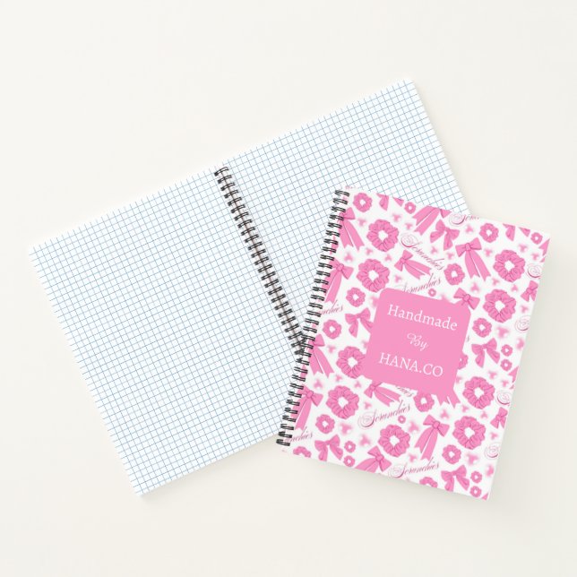 Pink Girly Scrunchies Pattern Cute Hair Accessory  Notebook (Inside)