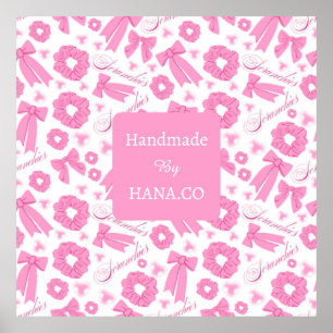 Pink Girly Scrunchies Pattern Cute Hair Accessory  Poster