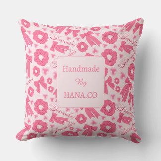 Pink Girly Scrunchies Pattern Cute Hair Accessory Throw Pillow