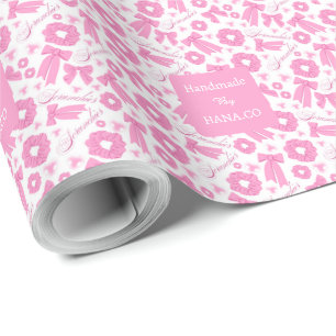 Pink Girly Scrunchies Pattern Cute Hair Accessory  Wrapping Paper