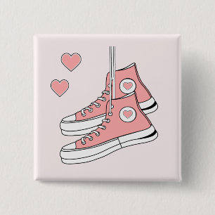 Pink Girly Sneakers 2 Inch Square Button