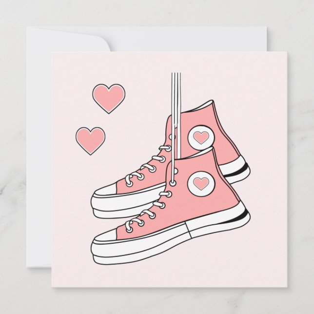 Pink Girly Sneakers Holiday Card (Front)