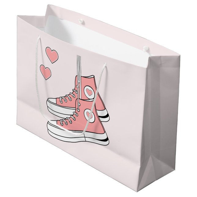 Pink Girly Sneakers Large Gift Bag (Front Angled)