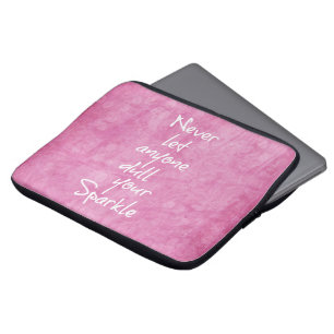 Pink Girly Sparkle Quote Laptop Sleeve