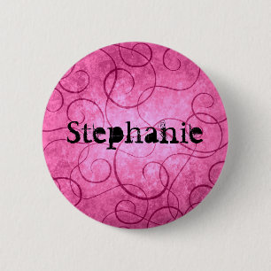 Pink girly swirls 2 inch round button