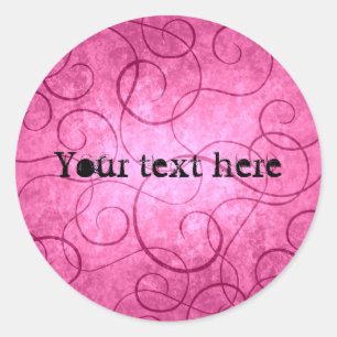 Pink girly swirls classic round sticker