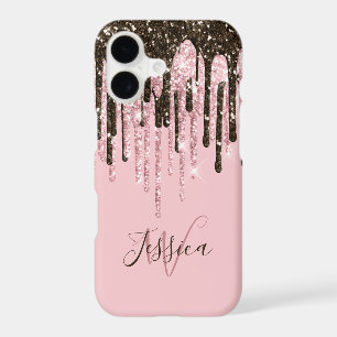 Pink Girly Womens Bling Black Script Name
