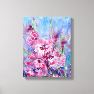 "Pink Gladioli" Stretched Canvas Print