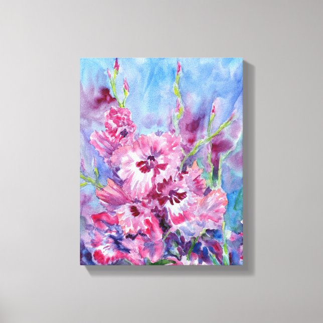 "Pink Gladioli" Stretched Canvas Print (Front)