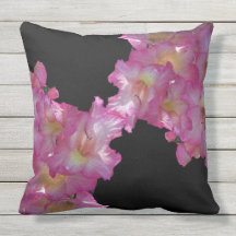 Pink Gladiolus Floral Grapic Outdoor Pillow