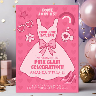 Pink Glam Celebration Birthday Party Invitation