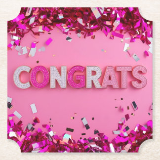 Pink Glam "Congrats" Coasters