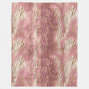 Pink Glam Glam Gold Zebra Animal print Fleece Blanket