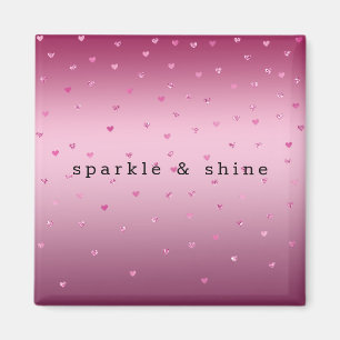 Pink Glam Glitter Hearts Magnet