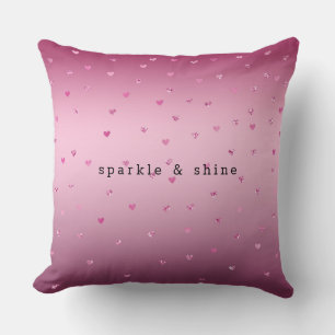 Pink Glam Glitter Hearts Throw Pillow