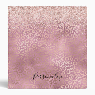 Pink Glam Glitter Leopard Print Binder