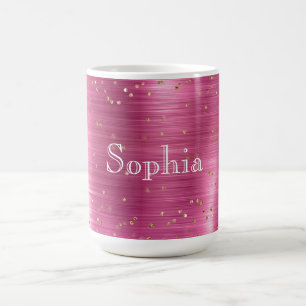 Pink Glam Gold Sparkle Confetti Personalized Coffee Mug