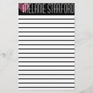 Pink Glam Heart Lined Stationary Stationery