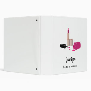 Pink Glam Lipstick & Nail Polish Beauty Themed Binder