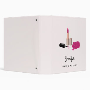 Pink Glam Lipstick & Nail Polish Beauty Themed Binder