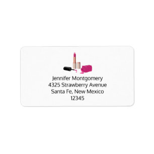 Pink Glam Lipstick & Nail Polish Beauty Themed Label