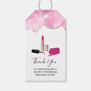 Pink Glam Lipstick & Nail Polish Thank You Gift Tags
