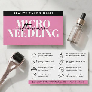 Pink Glam Micro Needling Aftercare Guide Business Card