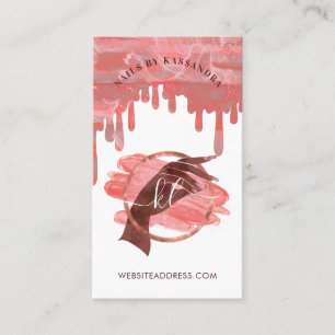 Pink Glam Nail Art Manicure Salon Script Monogram Business Card