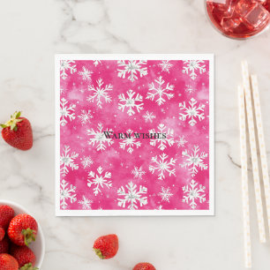 Pink Glam Snowflakes Christmas Napkin