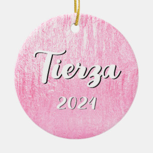 Pink Glam Texture Personalized Ceramic Ornament