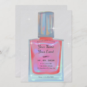 Pink glamour nail polish invitation