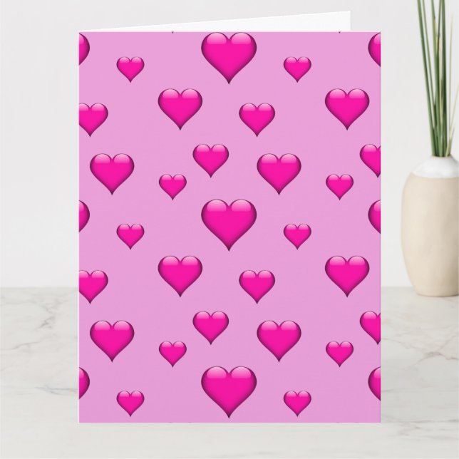 Pink Glass Heart Tiled Vertical Customizable Card (Front)