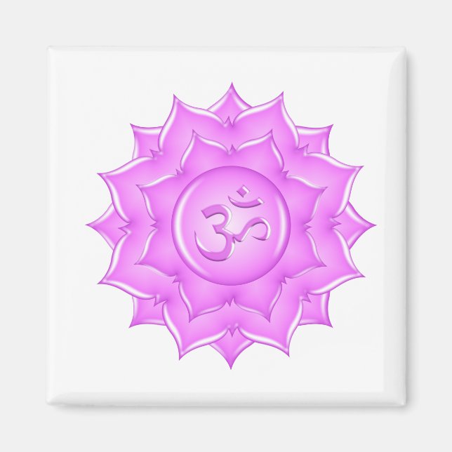 Pink Glass Lotus Flower Om Symbol Drawing Magnet (Front)