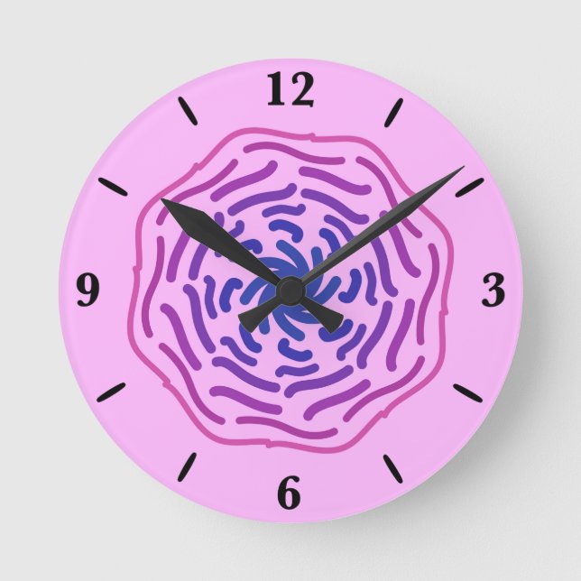 Pink Glazed Doughnut Style With Curvy Decoration L Round Clock (Front)