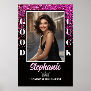 Pink Glimmer Good Luck Pageant Door Poster